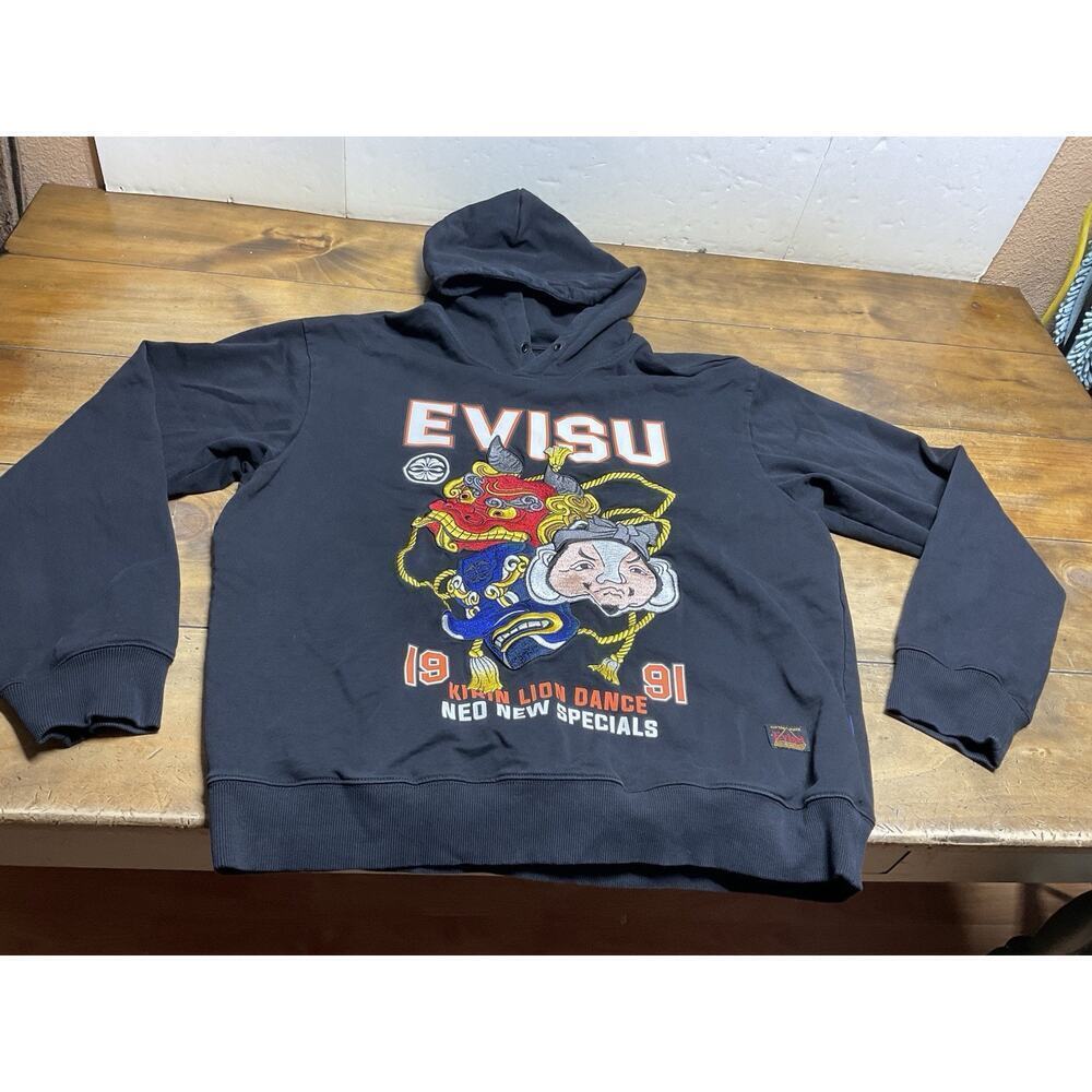 Evisu Neo New Hoodie Japan Streetwear Embroidered Design XL